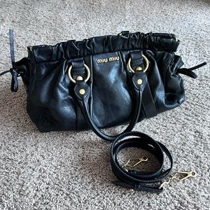 Miu Miu Vitello Lux Soft Leather Black Crossbody/Hand Bag Made in Italy